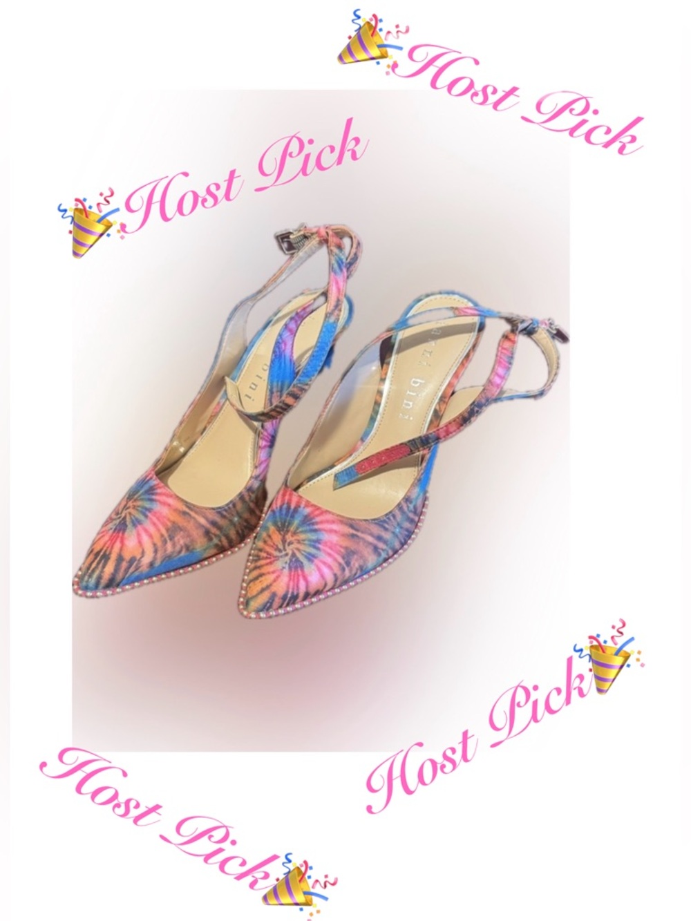 Gianni Bini Multicolor Tie-Dye Pointed Slingback Heels